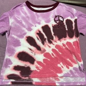 Justice Pink and Purple Tie-Dye Tee with Peace Sign